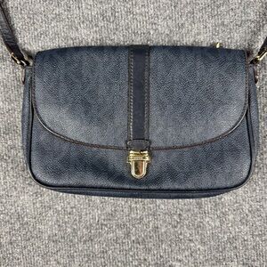 Michael Kors Charlton Navy Blue MK Buckle Monogram Crossbody Shoulder Bag